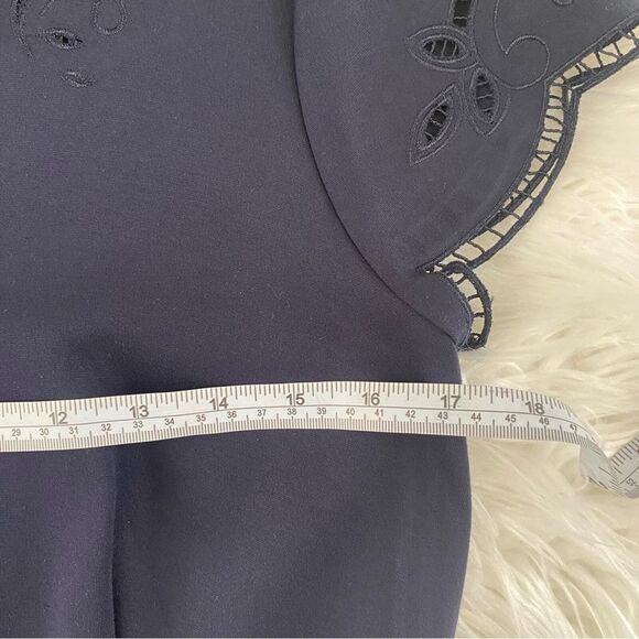 TAHARI Women's Dress Embroidered V-neck Cap Sleeve Navy Blue Size 6 - Picture 7 of 11